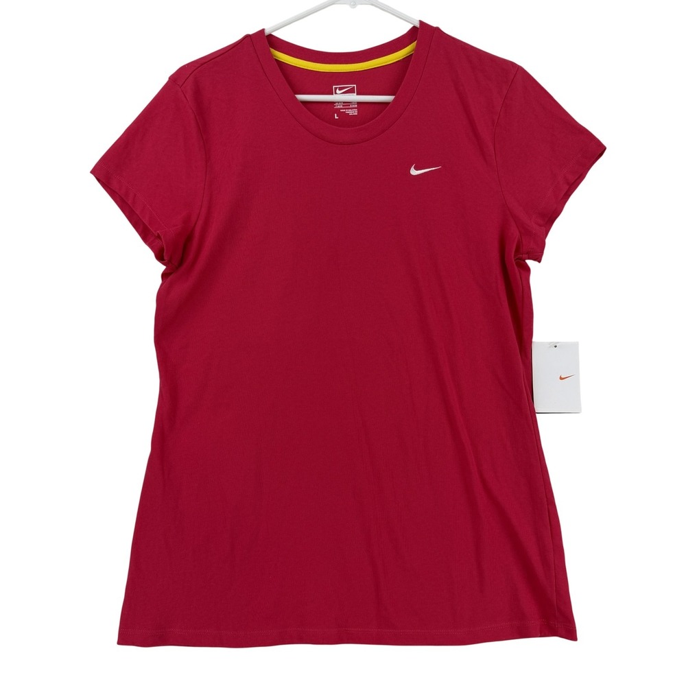 Nike Performance Shirt Womens‎ Large Pink Swoosh Logo Tagless Athletic Tee NWT